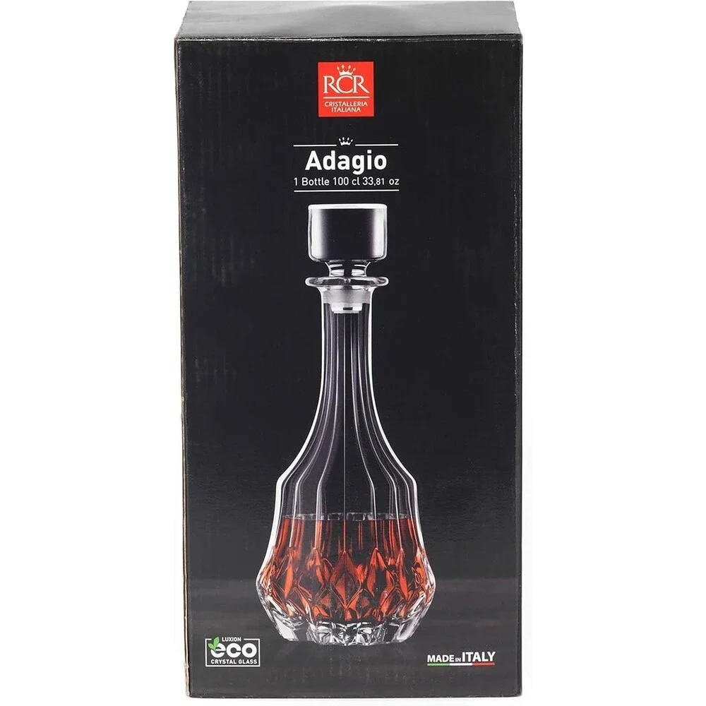 RCR Adagio Luxion Crystal Decanter – 1000 ml Whisky & Wine Decanter (NEW)